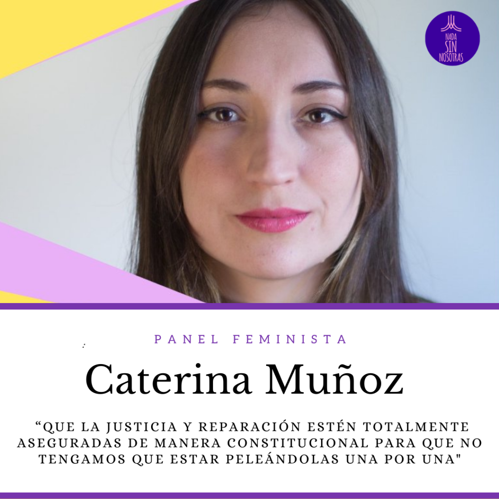 Caterina Muñóz: “Que la justicia y  reparación estén totalmente aseguradas de manera constitucional  para que no tengamos que estar peleándolas una por una”